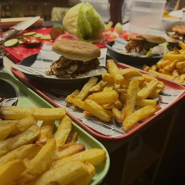 Fries freshly cut, burgers freshly built